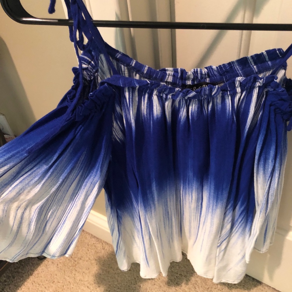 Tie dye Blue and White tie top